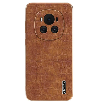 AZNS For Honor Magic6 5G Case Crocodile Pattern Leather+TPU Shockproof Phone Cover