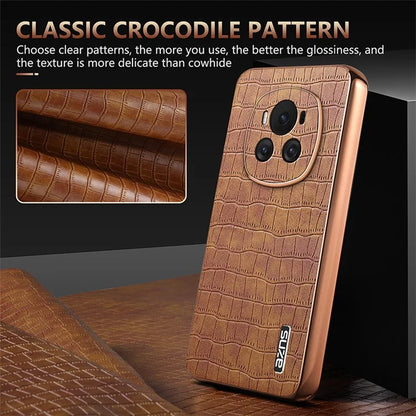 AZNS For Honor Magic6 5G Case Crocodile Pattern Leather+TPU Shockproof Phone Cover