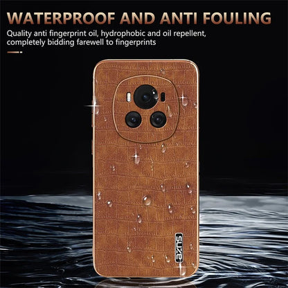 AZNS For Honor Magic6 5G Case Crocodile Pattern Leather+TPU Shockproof Phone Cover