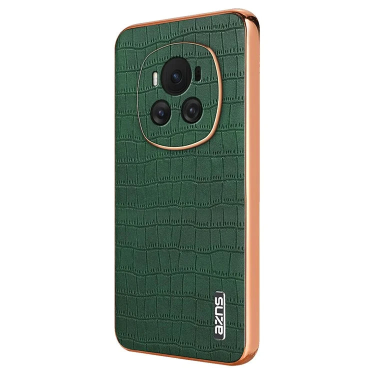 AZNS For Honor Magic6 5G Case Crocodile Pattern Leather+TPU Shockproof Phone Cover