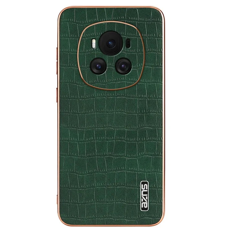 AZNS For Honor Magic6 5G Case Crocodile Pattern Leather+TPU Shockproof Phone Cover