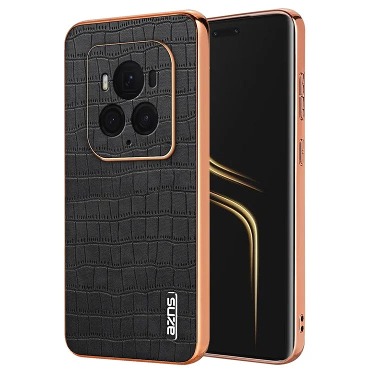 AZNS For Honor Magic6 Ultimate 5G Case Electroplating Leather+TPU Phone Cover