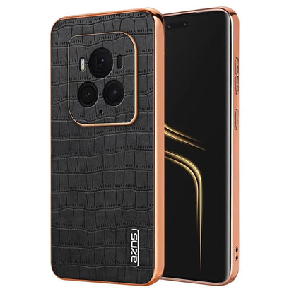 AZNS For Honor Magic6 Ultimate 5G Case Electroplating Leather+TPU Phone Cover