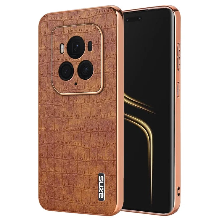 AZNS For Honor Magic6 Ultimate 5G Case Electroplating Leather+TPU Phone Cover
