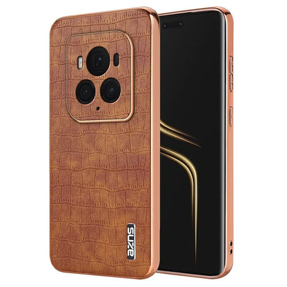 AZNS For Honor Magic6 Ultimate 5G Case Electroplating Leather+TPU Phone Cover