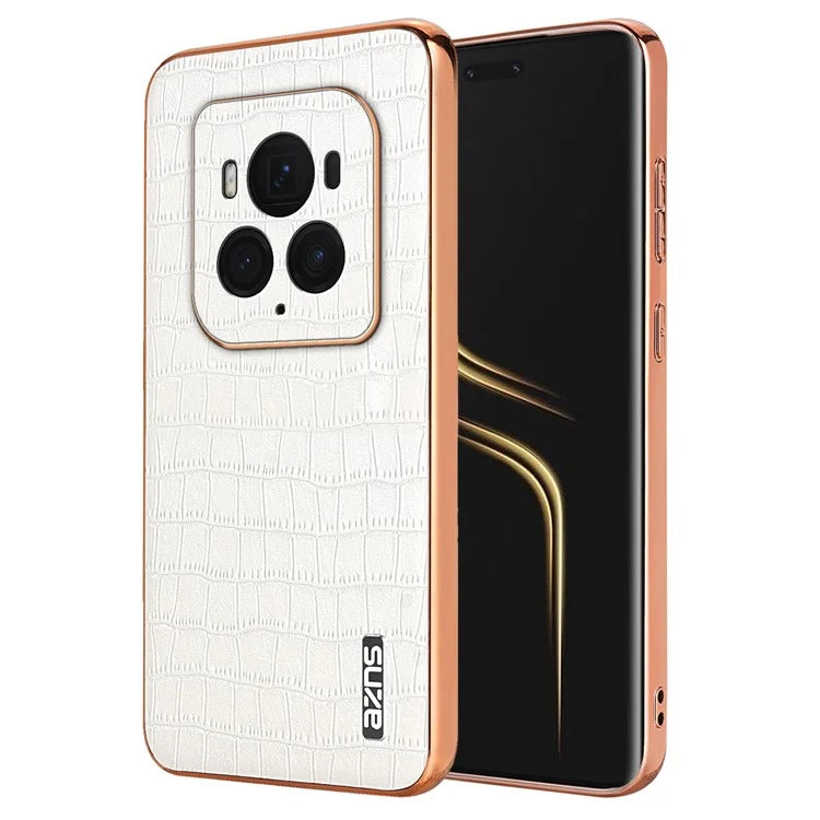 AZNS For Honor Magic6 Ultimate 5G Case Electroplating Leather+TPU Phone Cover