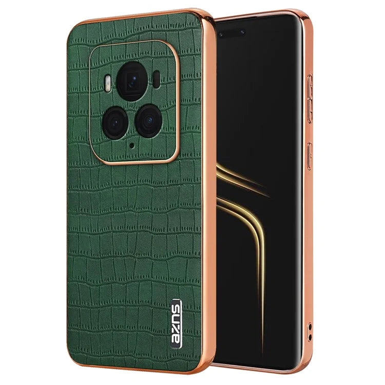 AZNS For Honor Magic6 Ultimate 5G Case Electroplating Leather+TPU Phone Cover