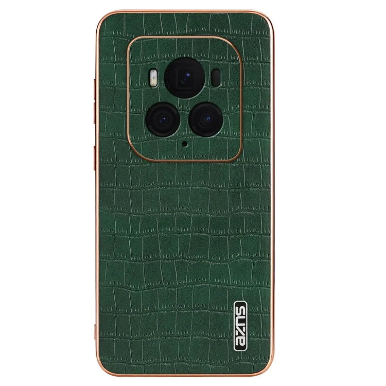 AZNS For Honor Magic6 Ultimate 5G Case Electroplating Leather+TPU Phone Cover