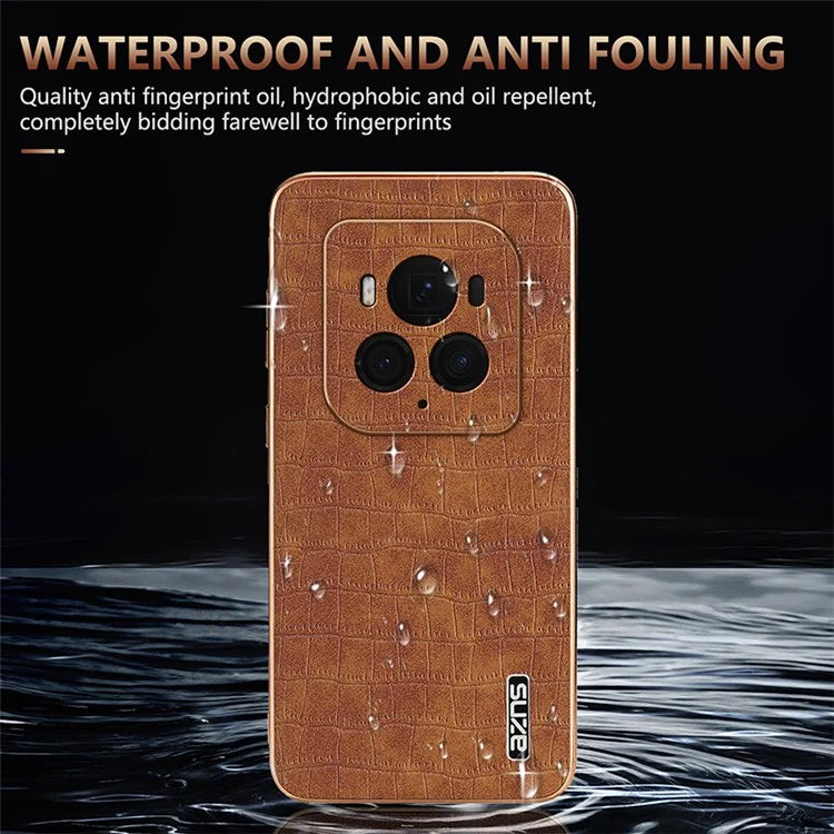 AZNS For Honor Magic6 Ultimate 5G Case Electroplating Leather+TPU Phone Cover