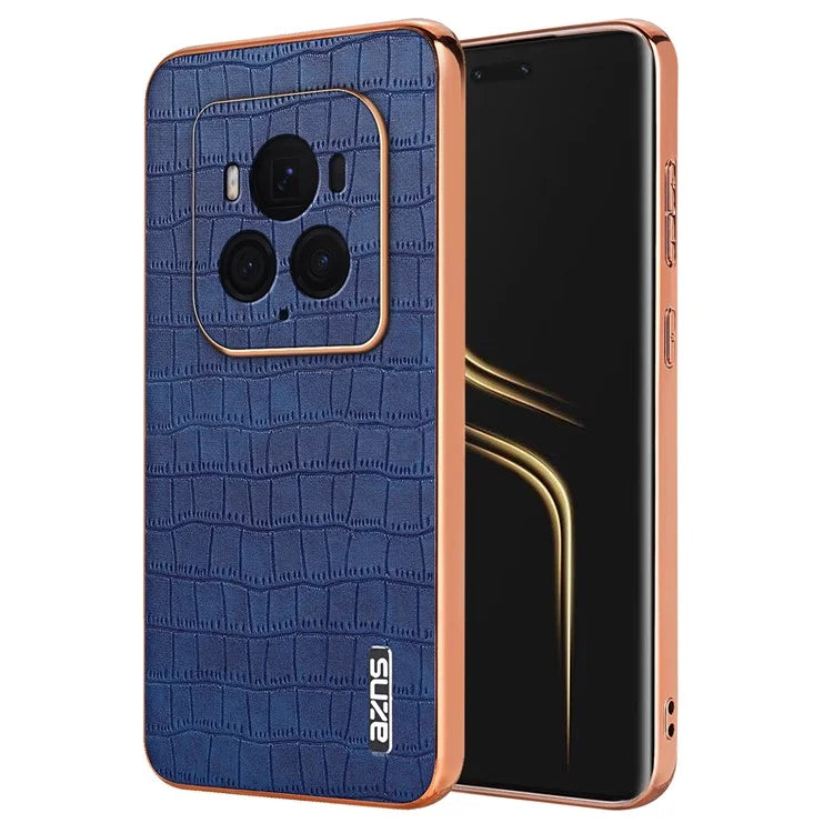 AZNS For Honor Magic6 Ultimate 5G Case Electroplating Leather+TPU Phone Cover
