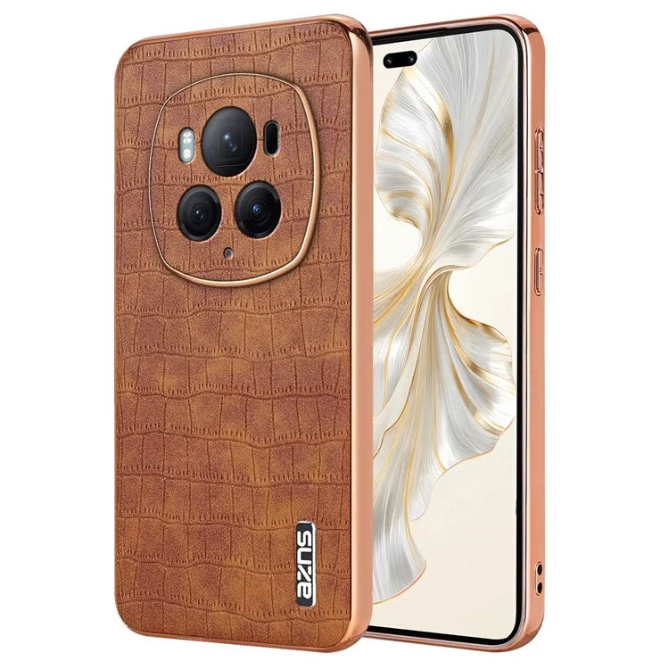 AZNS For Honor Magic6 Pro 5G Case Electroplating Leather+TPU Phone Cover