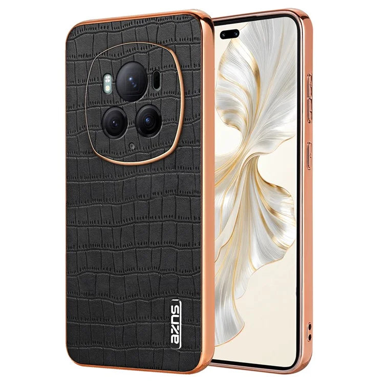 AZNS For Honor Magic6 Pro 5G Case Electroplating Leather+TPU Phone Cover