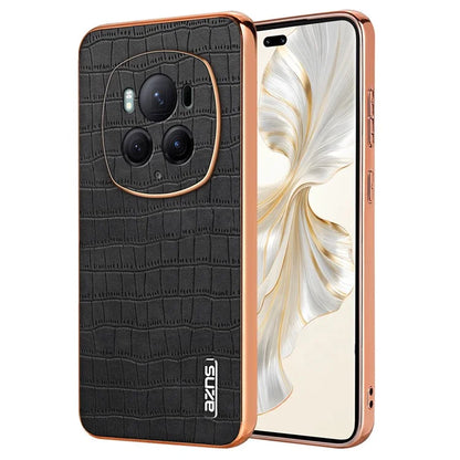 AZNS For Honor Magic6 Pro 5G Case Electroplating Leather+TPU Phone Cover