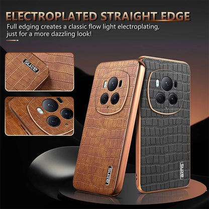 AZNS For Honor Magic6 Pro 5G Case Electroplating Leather+TPU Phone Cover