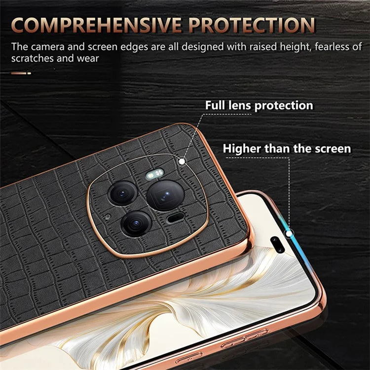 AZNS For Honor Magic6 Pro 5G Case Electroplating Leather+TPU Phone Cover