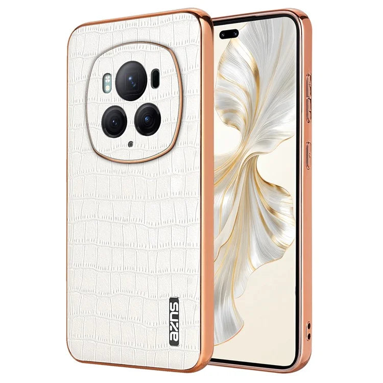 AZNS For Honor Magic6 Pro 5G Case Electroplating Leather+TPU Phone Cover