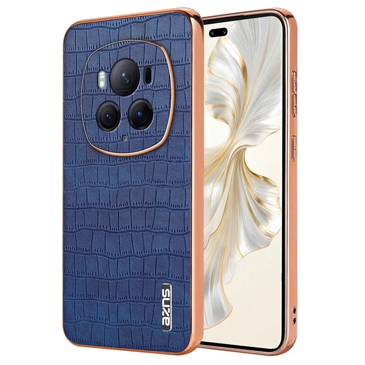 AZNS For Honor Magic6 Pro 5G Case Electroplating Leather+TPU Phone Cover