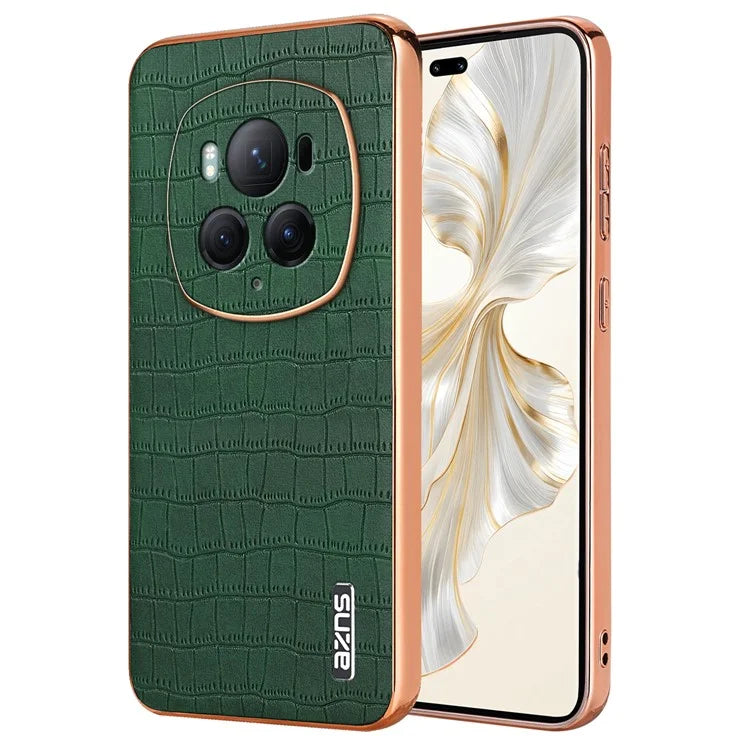 AZNS For Honor Magic6 Pro 5G Case Electroplating Leather+TPU Phone Cover