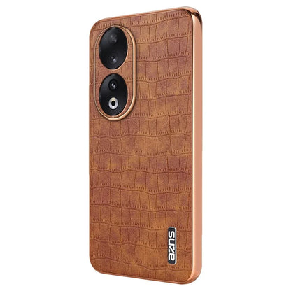 AZNS For Honor 90 Phone Case Electroplating Crocodile Texture Leather Back Cover
