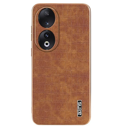 AZNS For Honor 90 Phone Case Electroplating Crocodile Texture Leather Back Cover