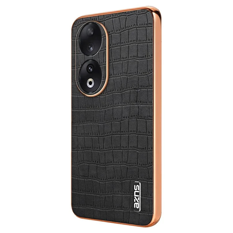 AZNS For Honor 90 Phone Case Electroplating Crocodile Texture Leather Back Cover