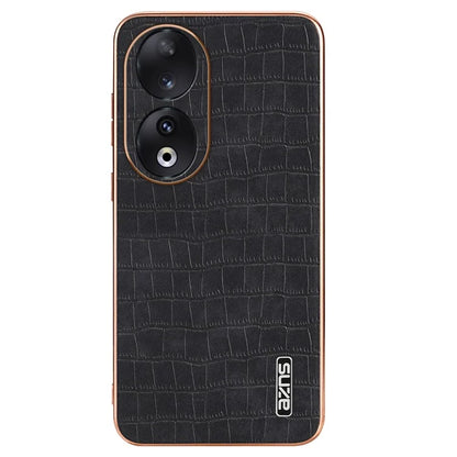 AZNS For Honor 90 Phone Case Electroplating Crocodile Texture Leather Back Cover