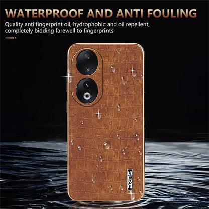 AZNS For Honor 90 Phone Case Electroplating Crocodile Texture Leather Back Cover
