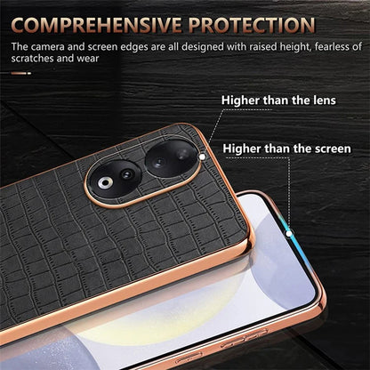 AZNS For Honor 90 Phone Case Electroplating Crocodile Texture Leather Back Cover