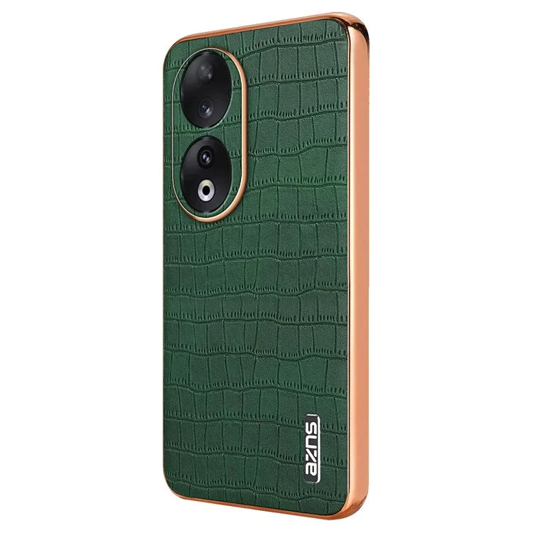 AZNS For Honor 90 Phone Case Electroplating Crocodile Texture Leather Back Cover