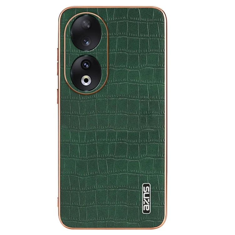 AZNS For Honor 90 Phone Case Electroplating Crocodile Texture Leather Back Cover