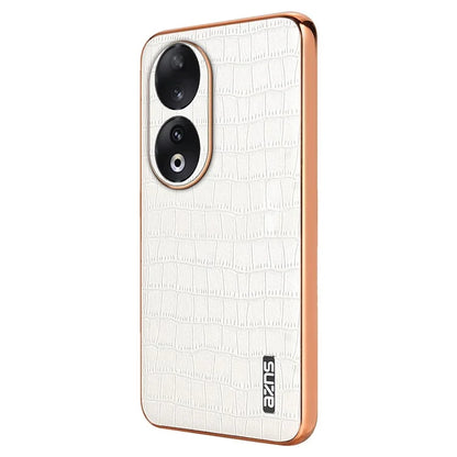 AZNS For Honor 90 Phone Case Electroplating Crocodile Texture Leather Back Cover