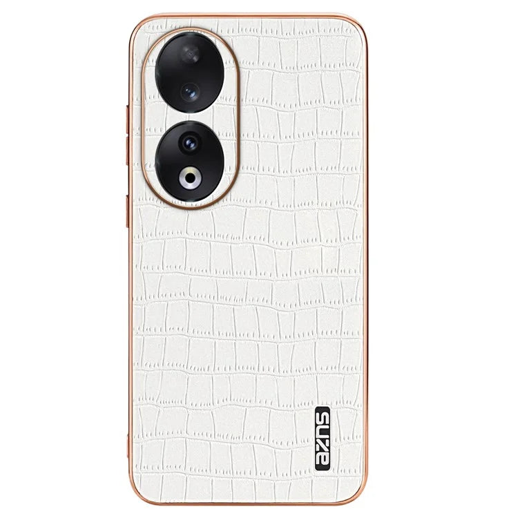 AZNS For Honor 90 Phone Case Electroplating Crocodile Texture Leather Back Cover