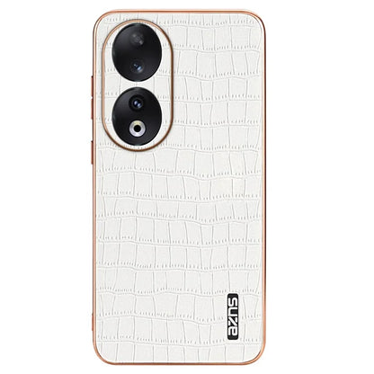 AZNS For Honor 90 Phone Case Electroplating Crocodile Texture Leather Back Cover