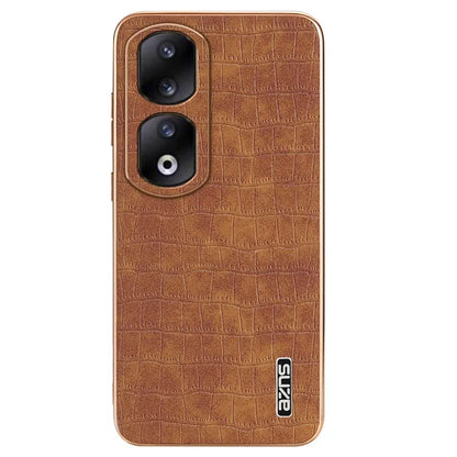 AZNS For Honor 90 Pro Case PU Leather+TPU Electroplating Phone Cover
