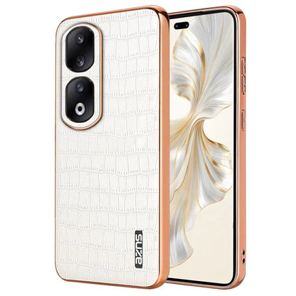 AZNS For Honor 90 Pro Case PU Leather+TPU Electroplating Phone Cover