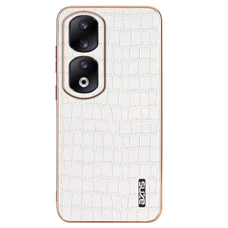 AZNS For Honor 90 Pro Case PU Leather+TPU Electroplating Phone Cover