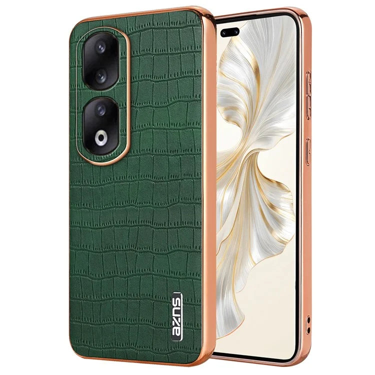AZNS For Honor 90 Pro Case PU Leather+TPU Electroplating Phone Cover