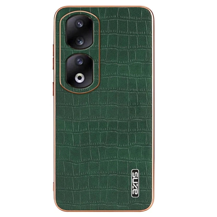 AZNS For Honor 90 Pro Case PU Leather+TPU Electroplating Phone Cover