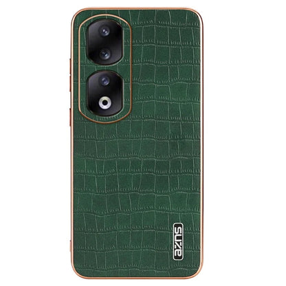 AZNS For Honor 90 Pro Case PU Leather+TPU Electroplating Phone Cover