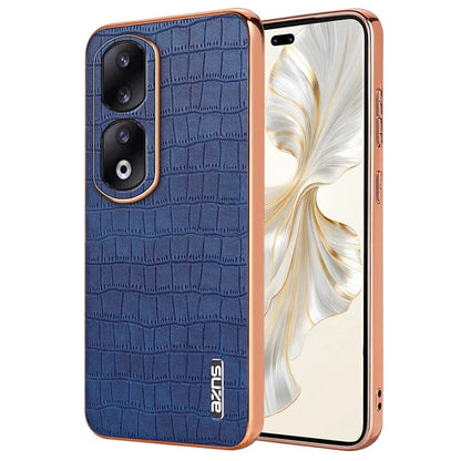 AZNS For Honor 90 Pro Case PU Leather+TPU Electroplating Phone Cover