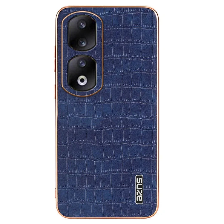 AZNS For Honor 90 Pro Case PU Leather+TPU Electroplating Phone Cover