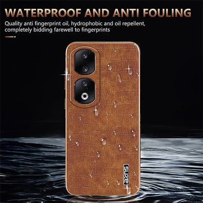 AZNS For Honor 90 Pro Case PU Leather+TPU Electroplating Phone Cover