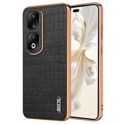 AZNS For Honor 90 Pro Case PU Leather+TPU Electroplating Phone Cover