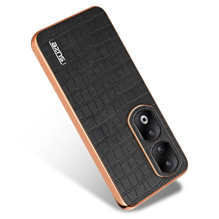 AZNS For Honor 90 Pro Case PU Leather+TPU Electroplating Phone Cover