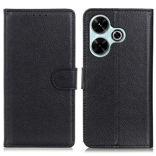 For Xiaomi Redmi 13 4G Case Litchi Texture Phone Leather Cover with Wallet Stand