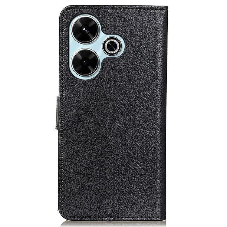 For Xiaomi Redmi 13 4G Case Litchi Texture Phone Leather Cover with Wallet Stand