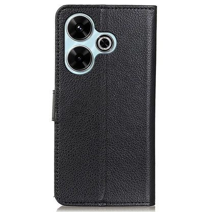 For Xiaomi Redmi 13 4G Case Litchi Texture Phone Leather Cover with Wallet Stand