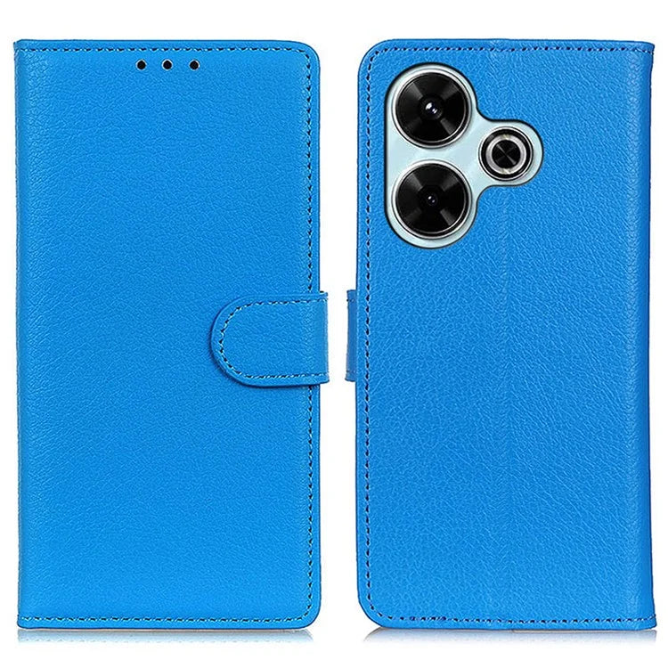 For Xiaomi Redmi 13 4G Case Litchi Texture Phone Leather Cover with Wallet Stand
