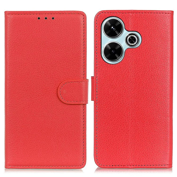 For Xiaomi Redmi 13 4G Case Litchi Texture Phone Leather Cover with Wallet Stand