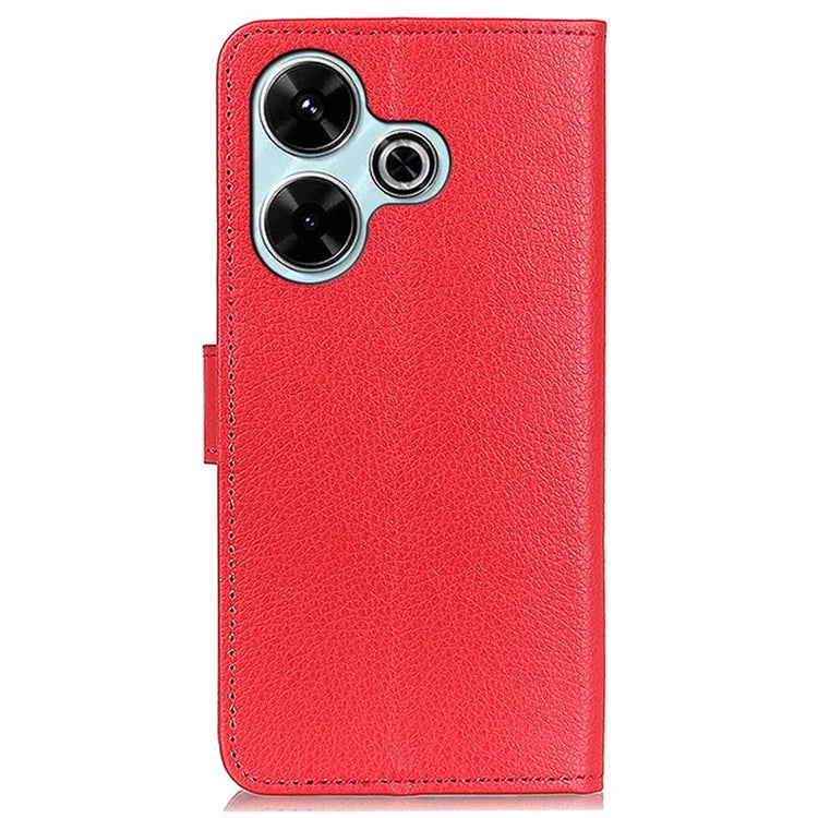 For Xiaomi Redmi 13 4G Case Litchi Texture Phone Leather Cover with Wallet Stand
